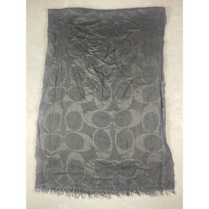 Coach Signature C Monogram Scarf Oversized Wrap Charcoal Grey 64x48 Fringe